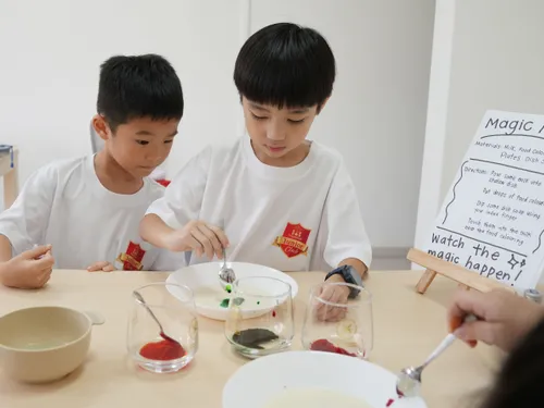 Students exploring a hands-on science experiment