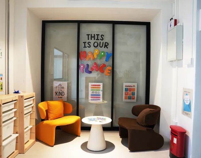 Cosy reading corner at Maple Bear Junior Club Eunos